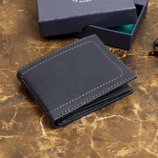 Slate Leather Bi-Fold Wallet