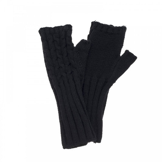 Cable Knit Fingerless Gloves in Raven