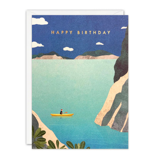 Happy Birthday Kayaking Offshore Greetings Card