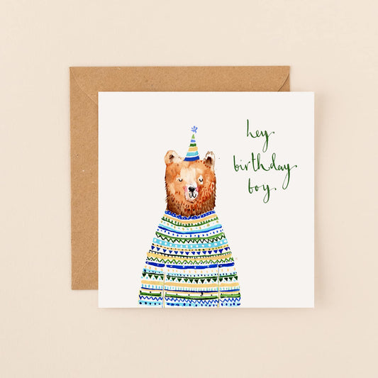 Birthday Boy Bear Greetings Card