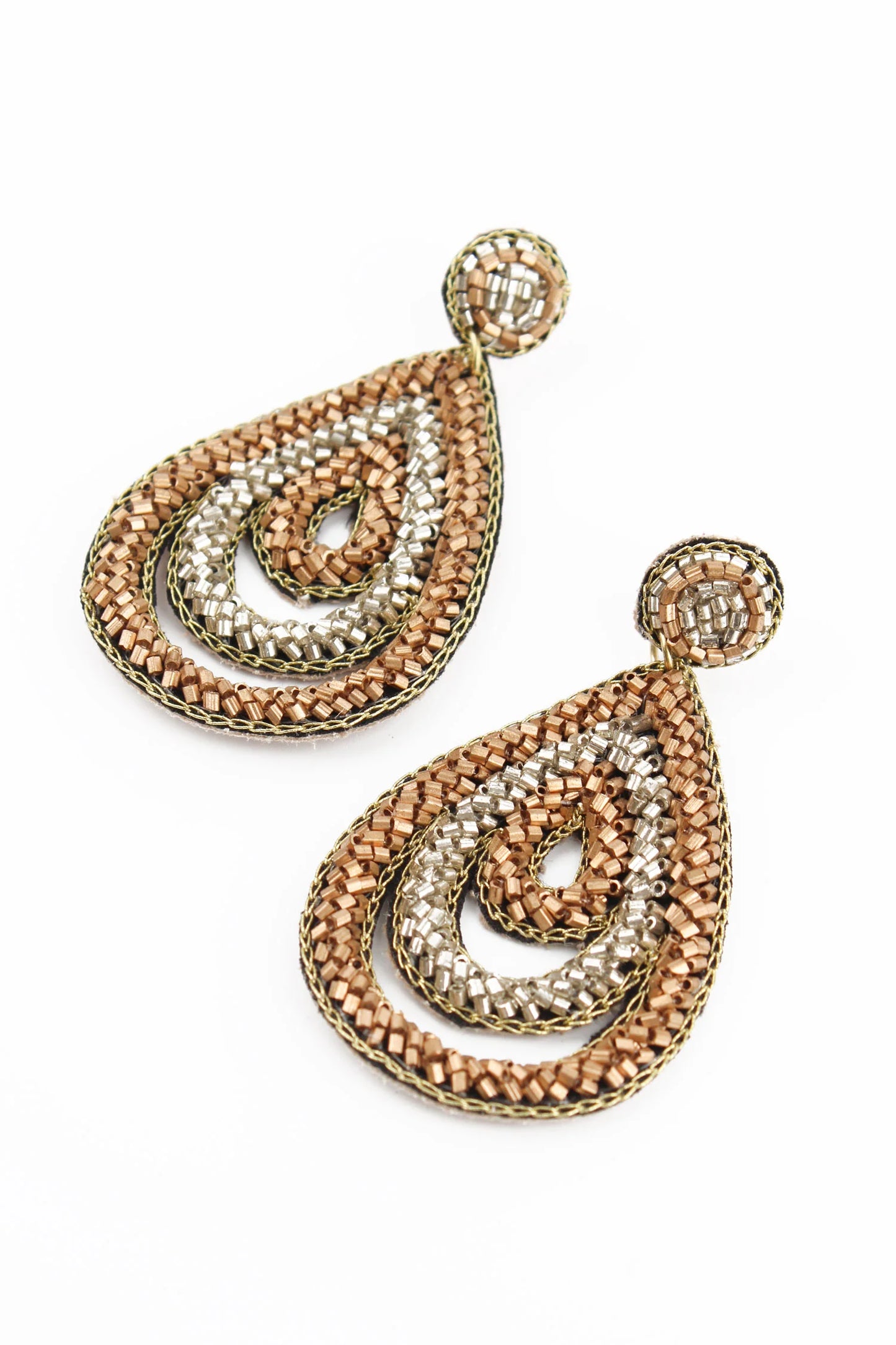 Gold And Silver Teardrop Earrings