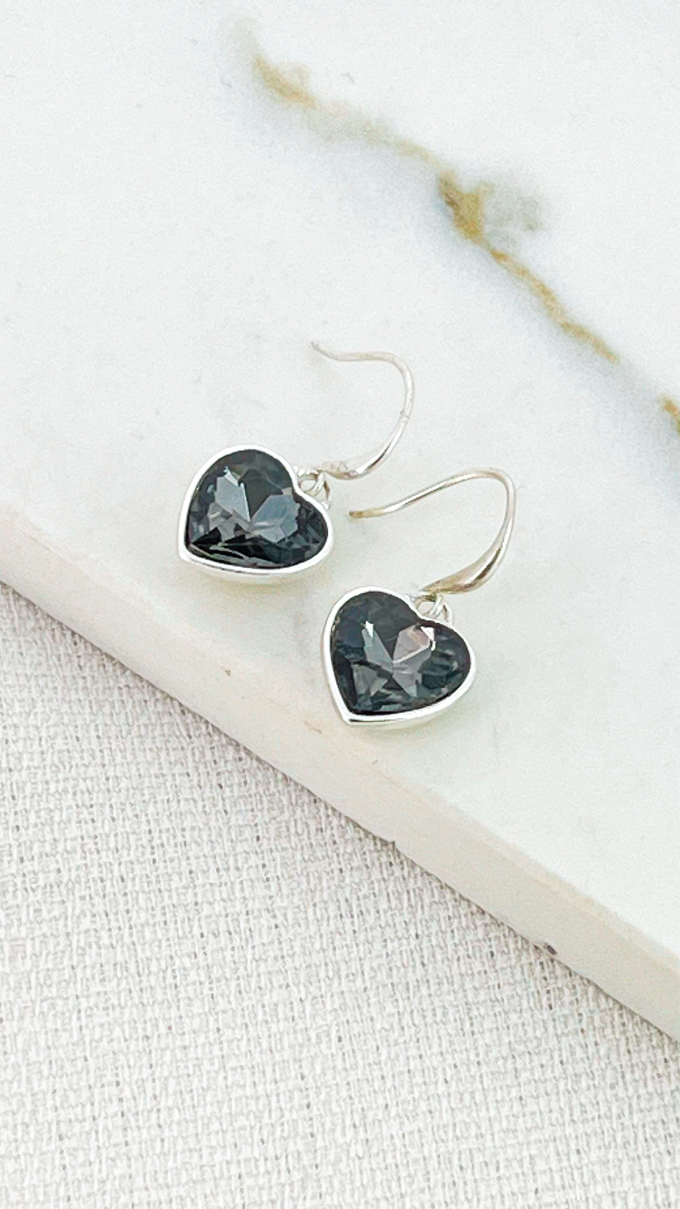 Sterling silver heart shaped on sale earrings