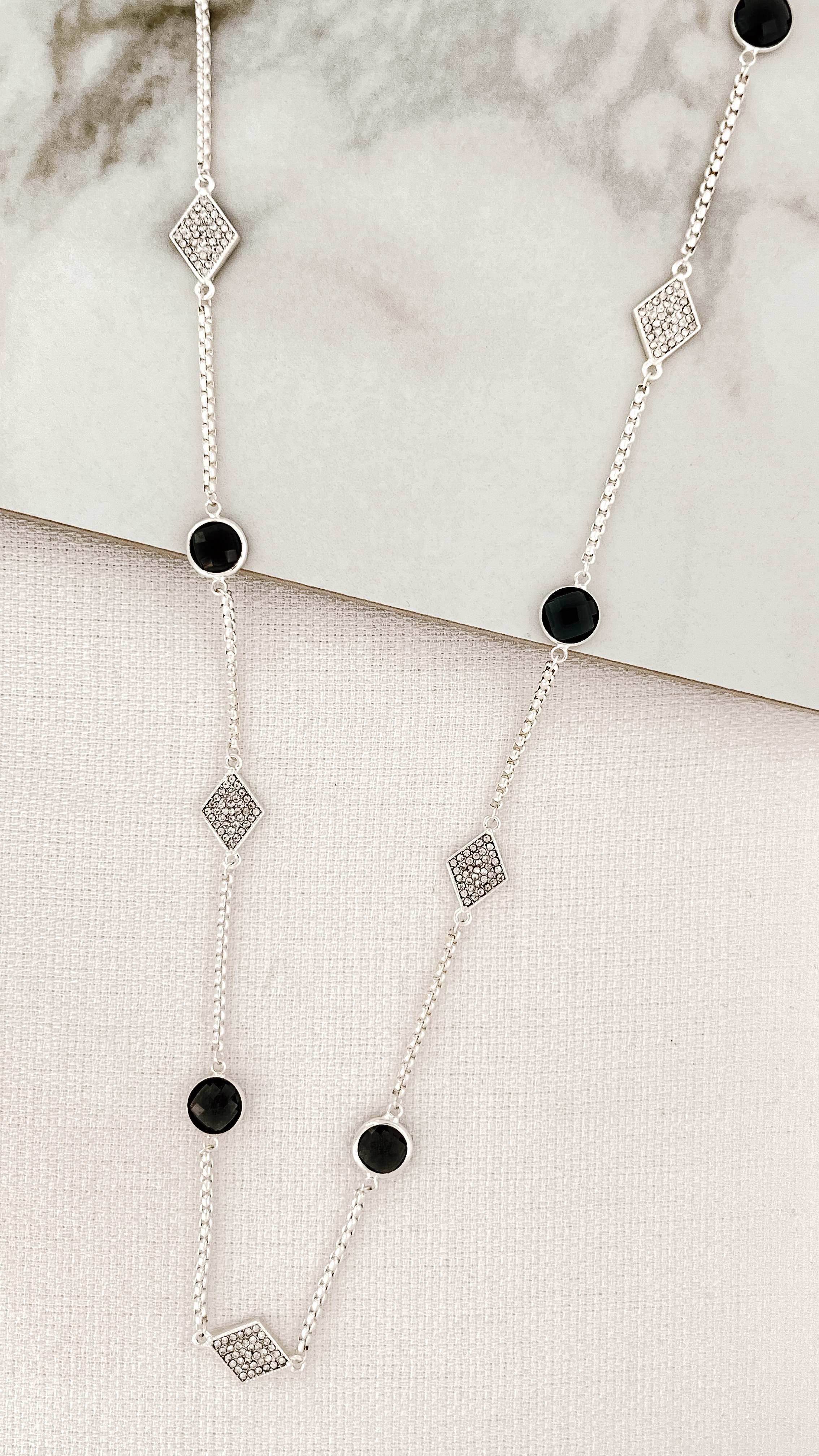 Long sales crystal necklace