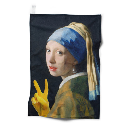 Girl With A Yellow Glove Tea Towel