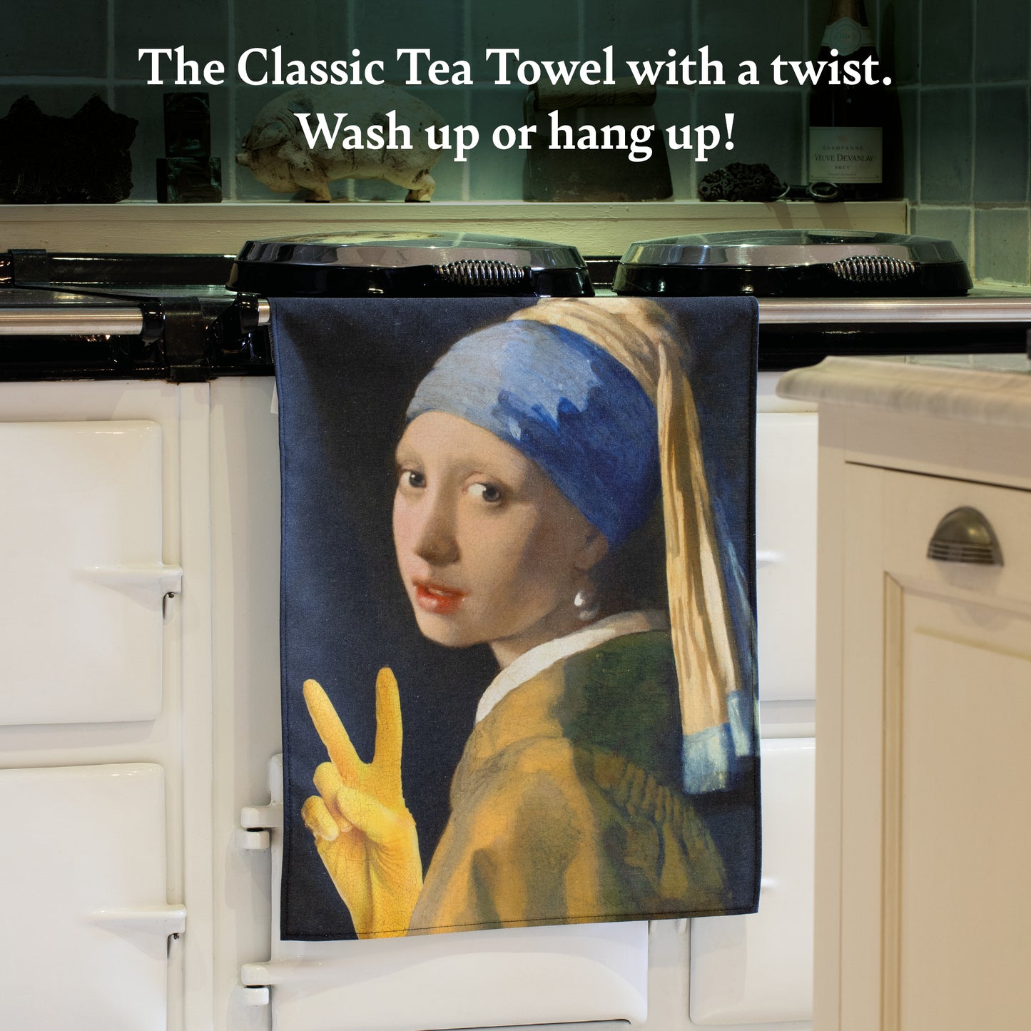 Girl With A Yellow Glove Tea Towel