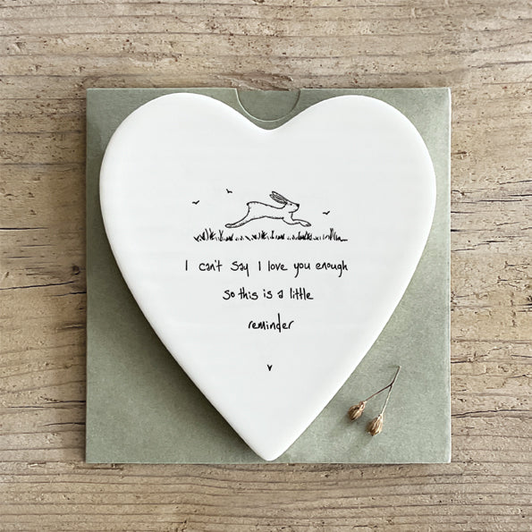 Porcelain Heart Shaped Coaster A Little Reminder