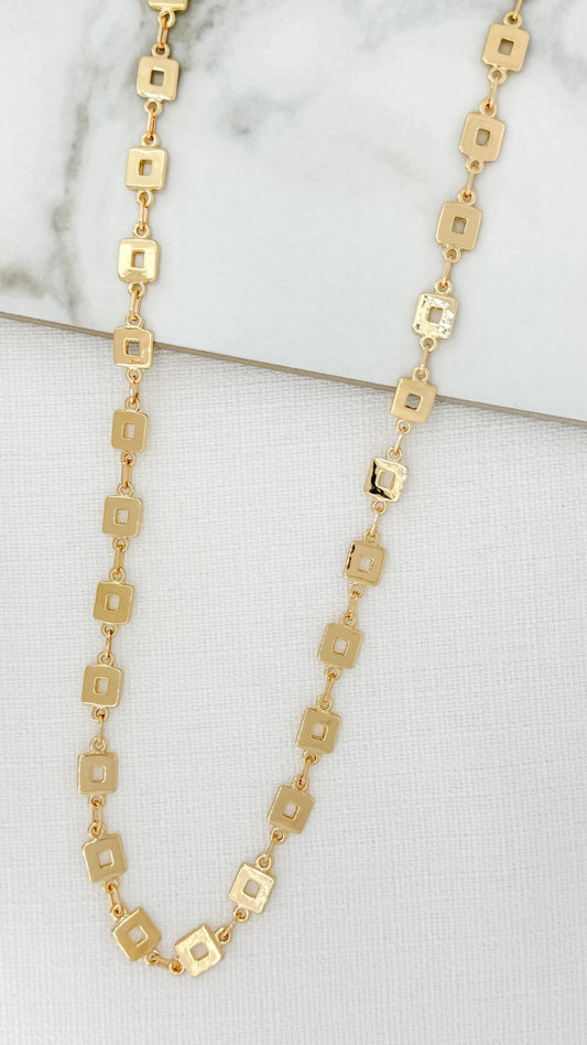 Square Link Gold Necklace