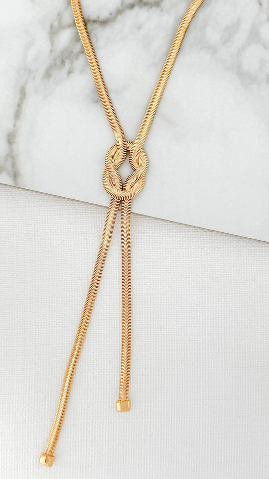 Lariat Snake Chain Necklace Gold