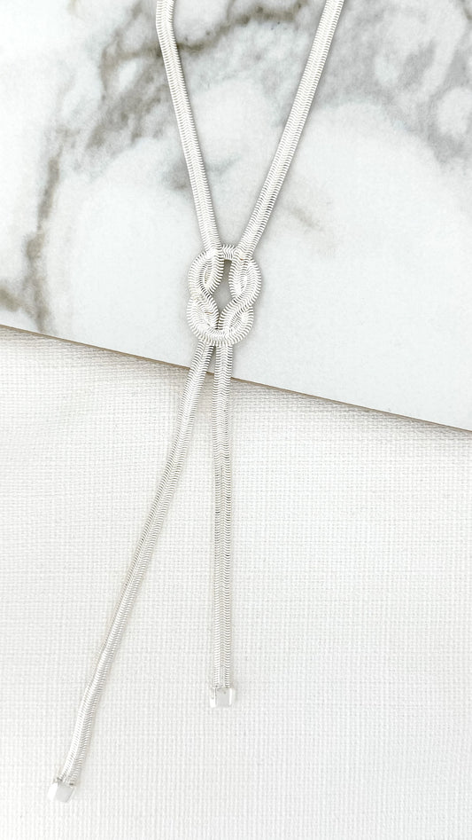 Lariat Snake Chain Necklace Silver