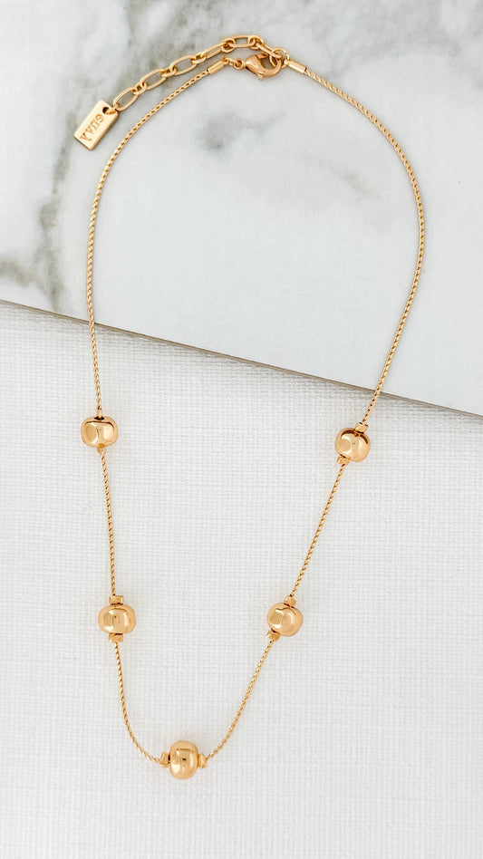 Short Ball Detail Necklace Gold