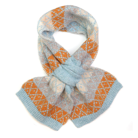 Alpaca Diamond Check Pull Through Scarf Blue & Rust