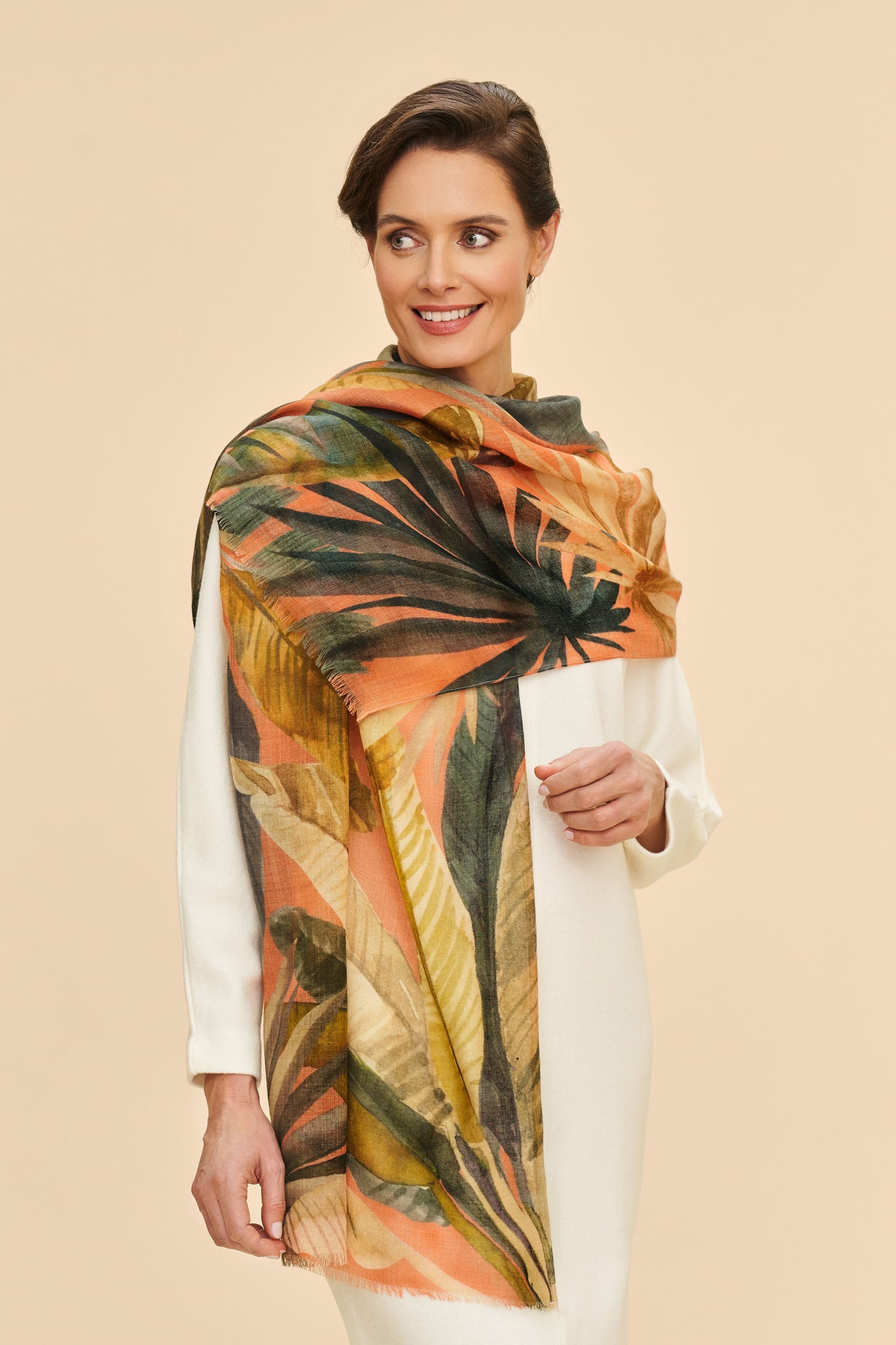 Wool Wrap Painted Palms Scarf