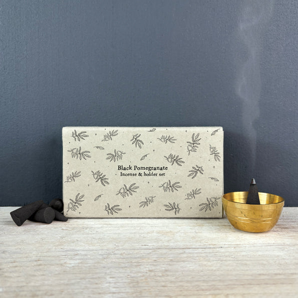 Black Pomegranate Incense & Holder Matchbox Set