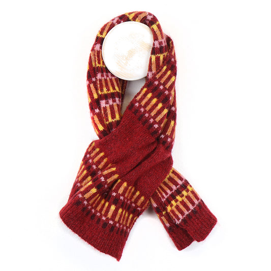 Recycled Blend Red Multi Stripe Pull Through Scarf