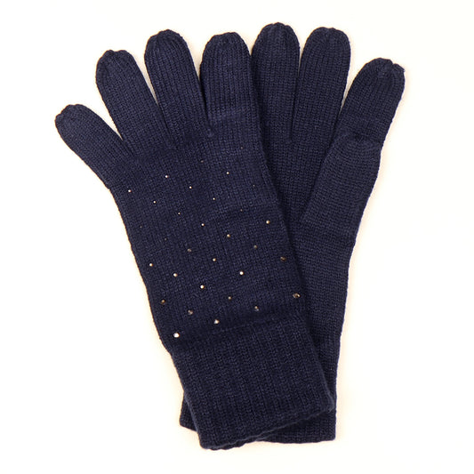 Ladies Gloves With Studded Embellishment Deep Navy