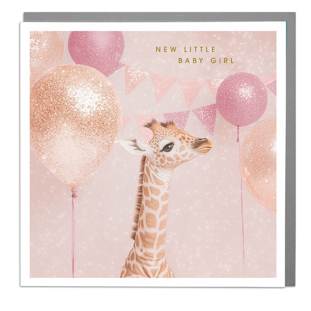 Giraffe New Baby Girl Greetings Card.