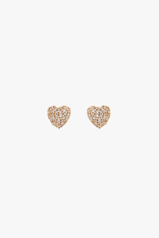 Pave Heart Earrings in Gold