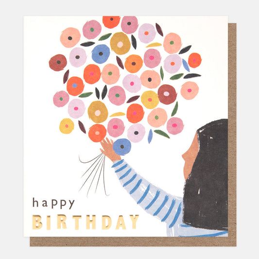 Happy Birthday Flowers Bunch Greetings Card