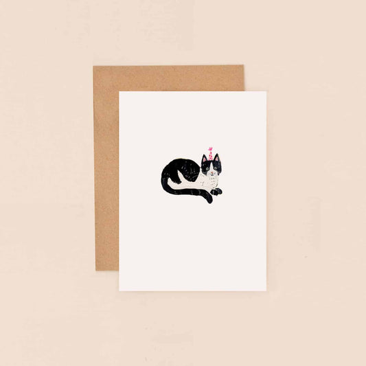 Black and White Cat Mini Greeting Card