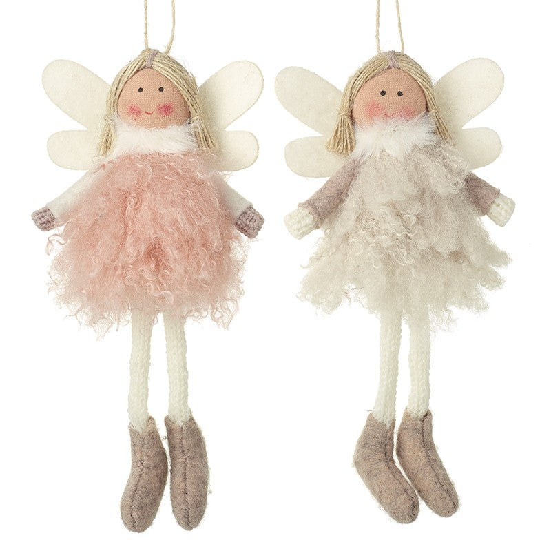 Fairy Girls in Pink & White Fluffy Dress Decoration