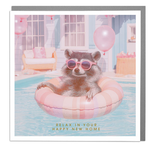 Raccoon New Home Greetings Card