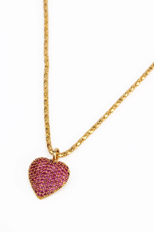 CZ Pink Heart Necklace