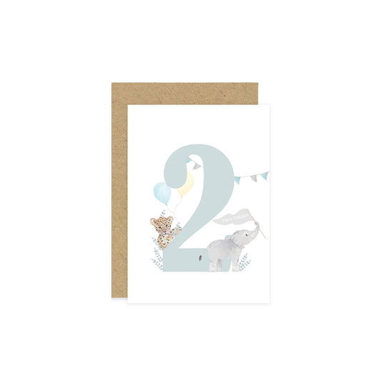 2nd Birthday Animals Greetings Card