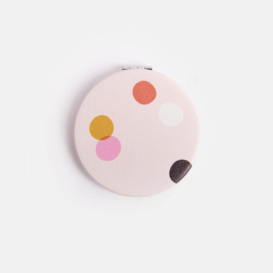 Pale Pink Dotty Round Pocket Mirror