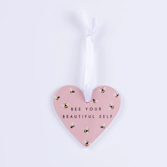 Ceramic Hanging Heart Bee Your Beautiful Self