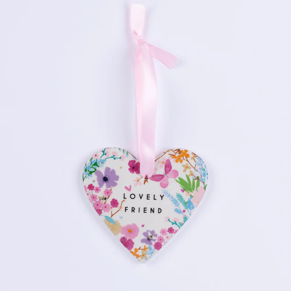 Lovely Friend Floral Ceramic Hanging Heart