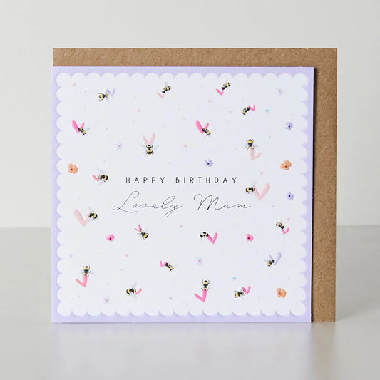 Happy Birthday Lovely Mum Bees & Hearts Greetings Card