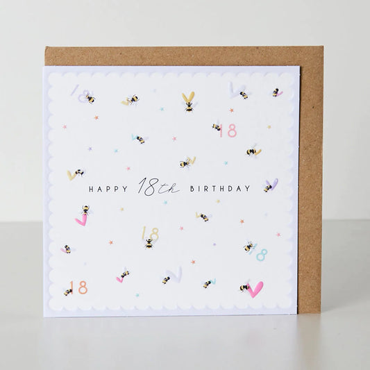 Happy 18th Birthday Bees & Hearts Greetings Card