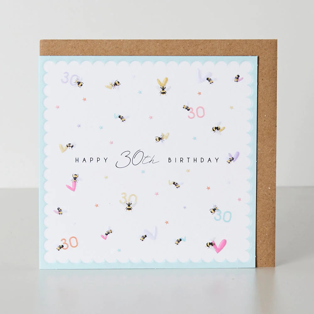 Happy 30th Birthday Bees & Hearts Greetings Card