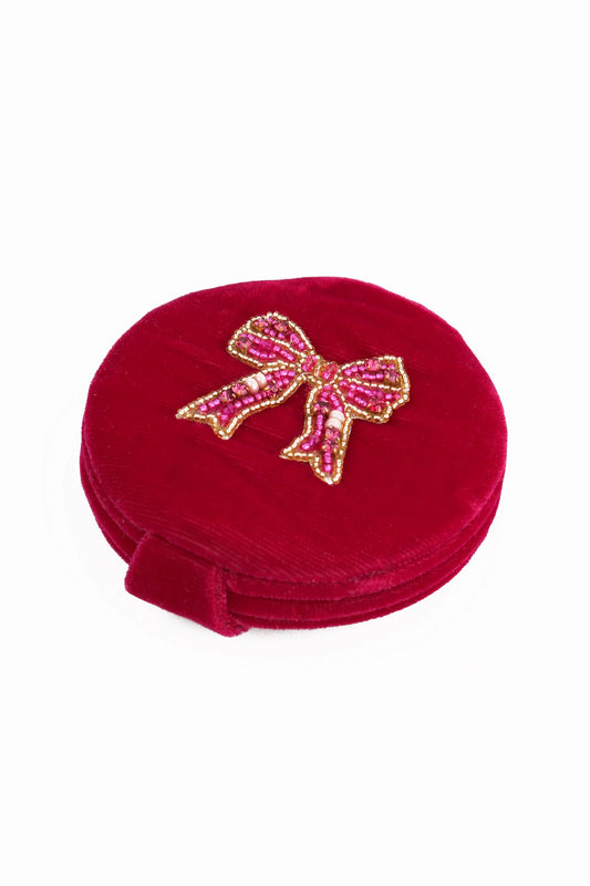 Pink Bow Compact Mirror