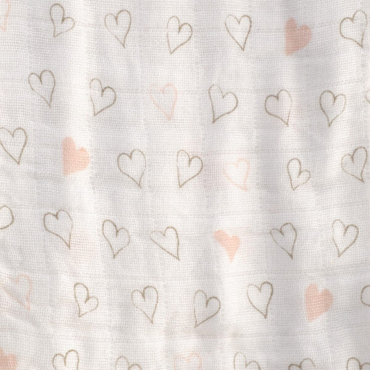 Dusky Pink Hearts Muslin