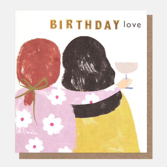 Happy Birthday Friends Hugging Greetings Card