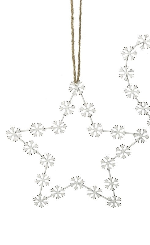 Metal Heart & Star Snowflake Decorations