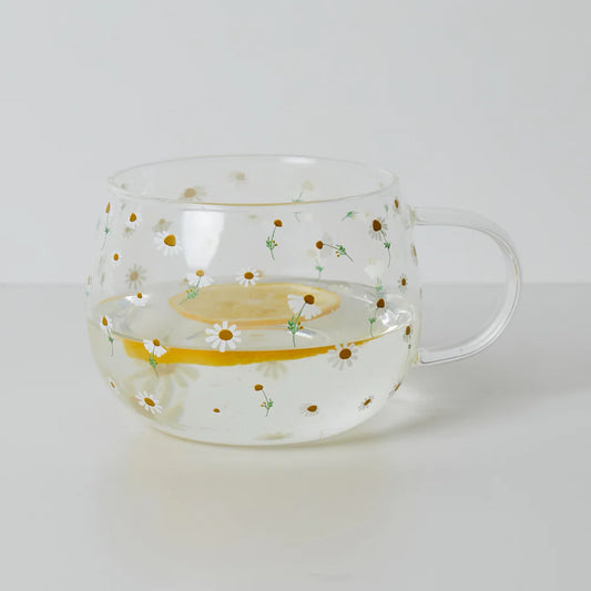 Ditsy Chamomile Glass Mug