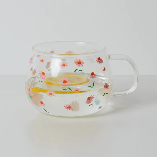 Ditsy Echinacea Glass Mug