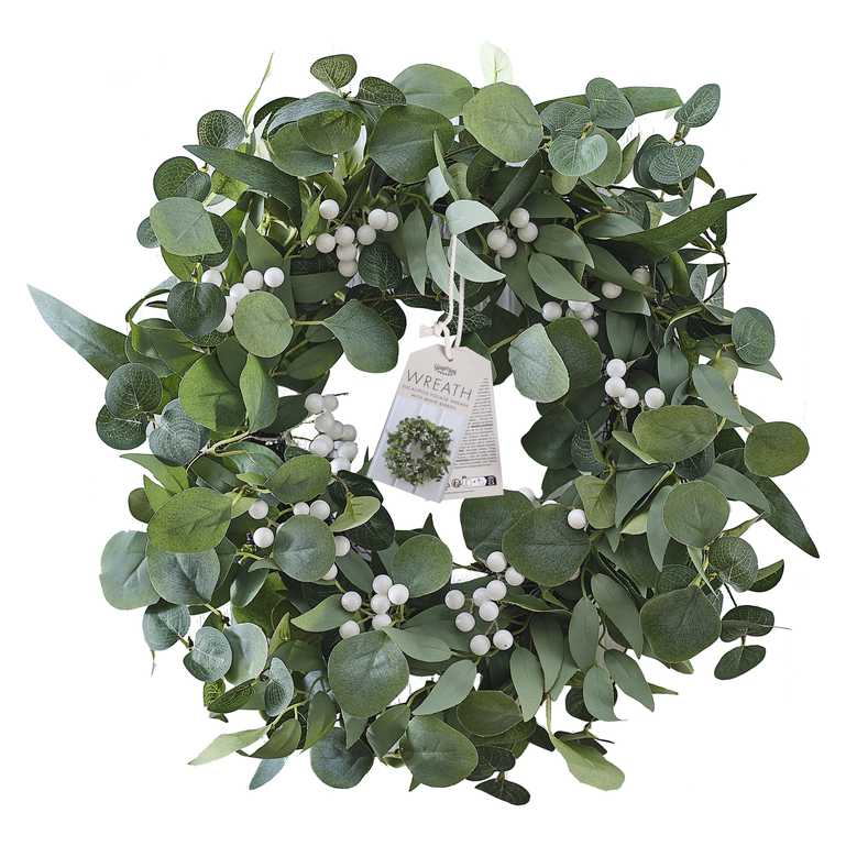 Eucalyptus and White Berries Christmas Door Wreath