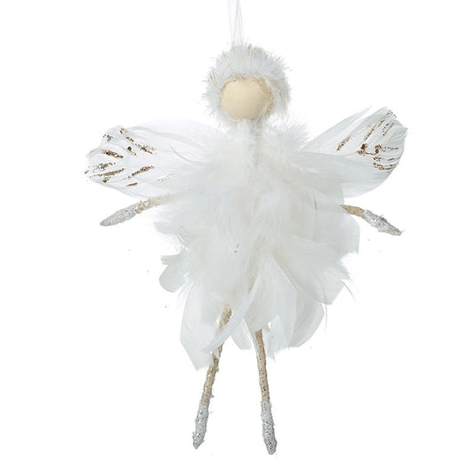 Hanging White Feather Fairy Decoration