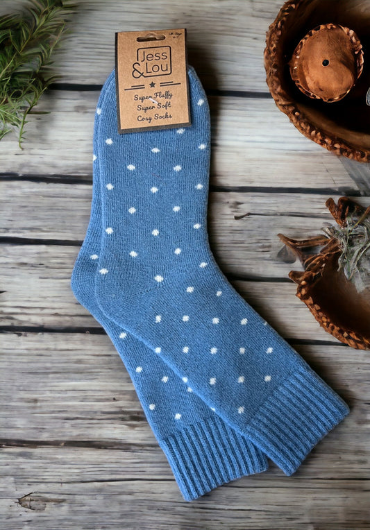 Delightful Dots Ribbed Socks Cornflower Blue