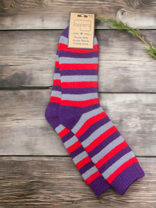 Multi Striped Super Cosy Men’s Socks Red