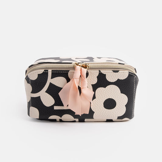 Mono Flower Diagonal Cosmetic Bag Charcoal