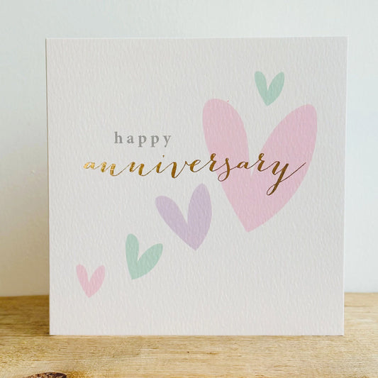 Anniversary Pastel Hearts Greetings Card