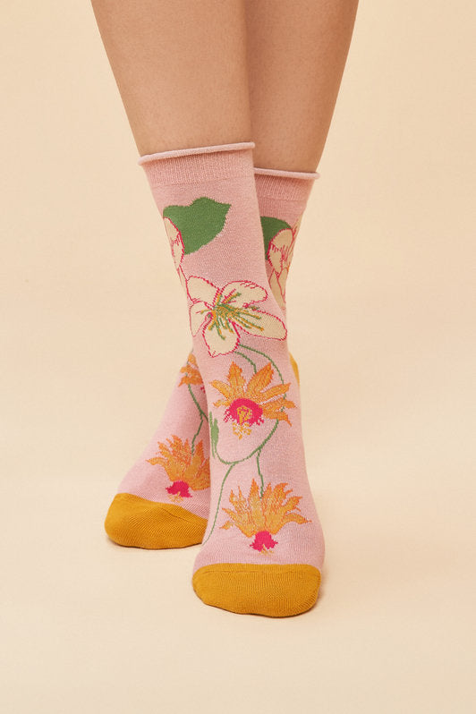 Tropical Flora Ankle Sock - Petal