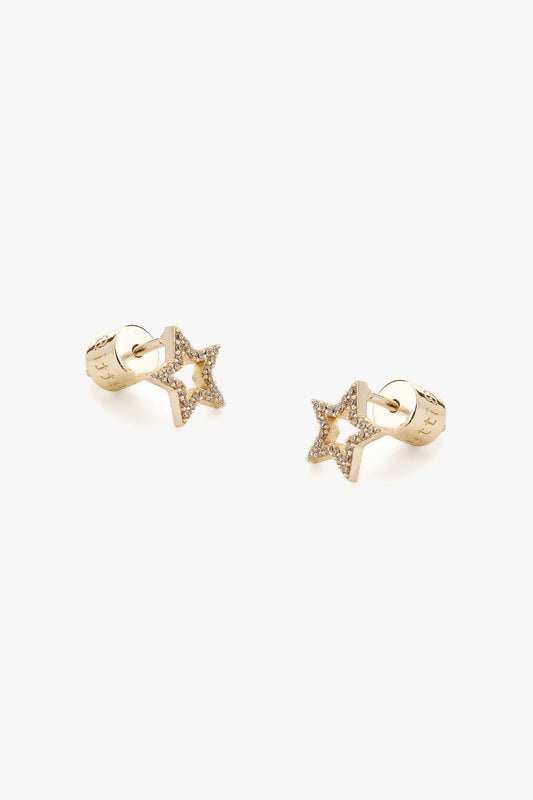 Pave Star Earrings Gold