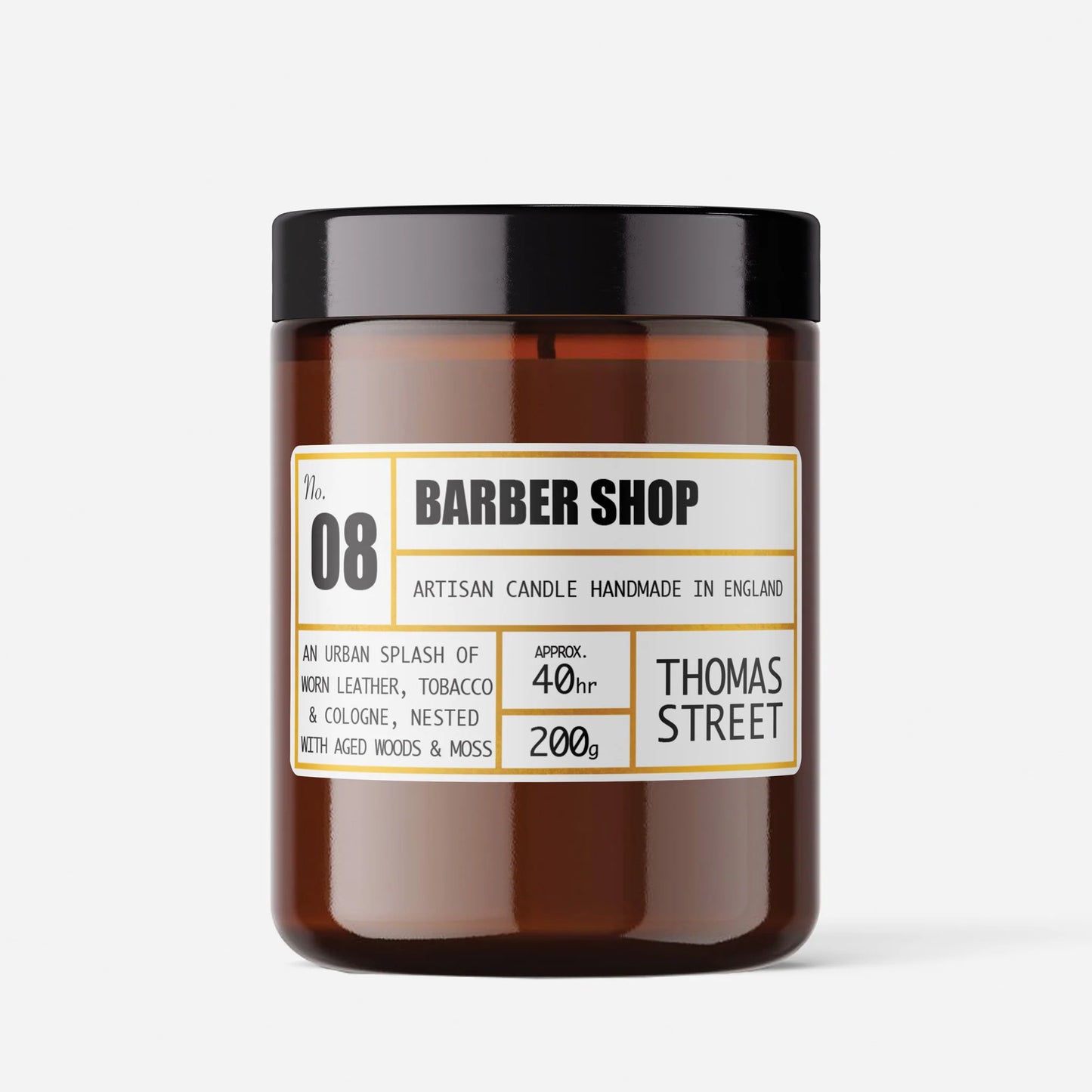 Thomas Street Apothecary Candle Jar 200g Barber Shop