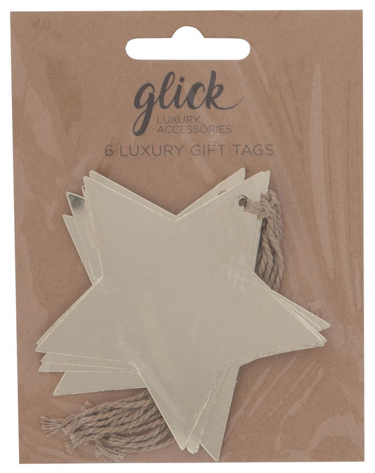 Multi Pack Six Foil Star Gift Tags Gold