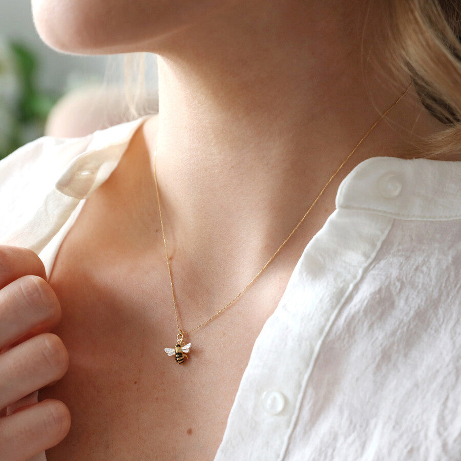 Enamel Tiny Bee Necklace